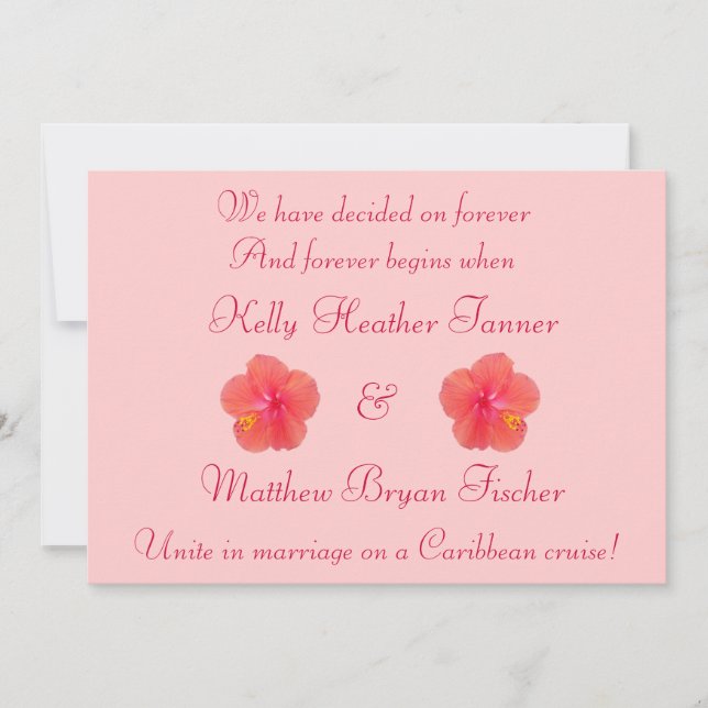 Convite de Recepção de Casamento Tropical Hibiscus (Frente)