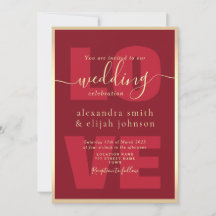 Convite de Recepção de Casamento Vermelho Moderno