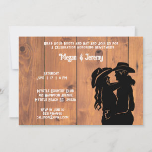 Convite de Recepção de Cowgirl e Cowboy