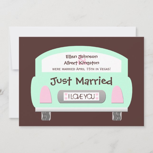 Convite de Recepção de Pós-Casamento -- Carro Mint (Frente)