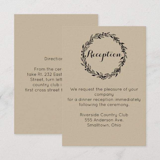 Convite de Recepção e Modelo de Direção de Casamen (Frente/Verso)