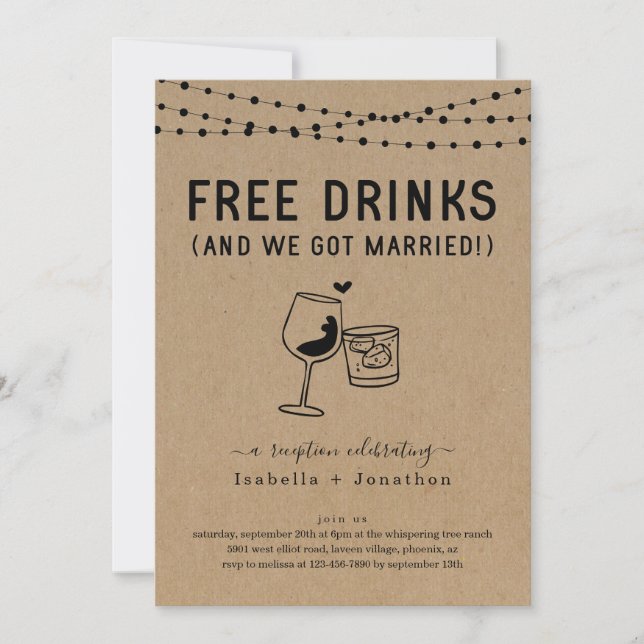 Convite de Recepção Engraçado Apenas com Bebidas G (Frente)