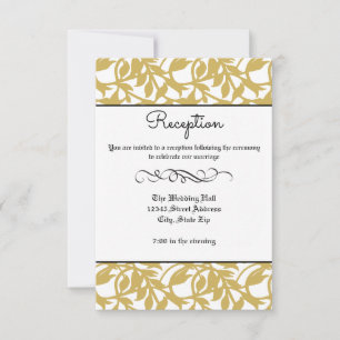 Convite de Recepção - Floreio Formal Retro Dourado
