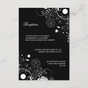 Convite de Recepção - Padrão Floral Preto/Branco