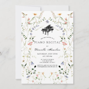 Convite de Recital de Piano Flor Silvestre Branco