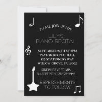 Convite de Recital de Piano Nota Musical Preta