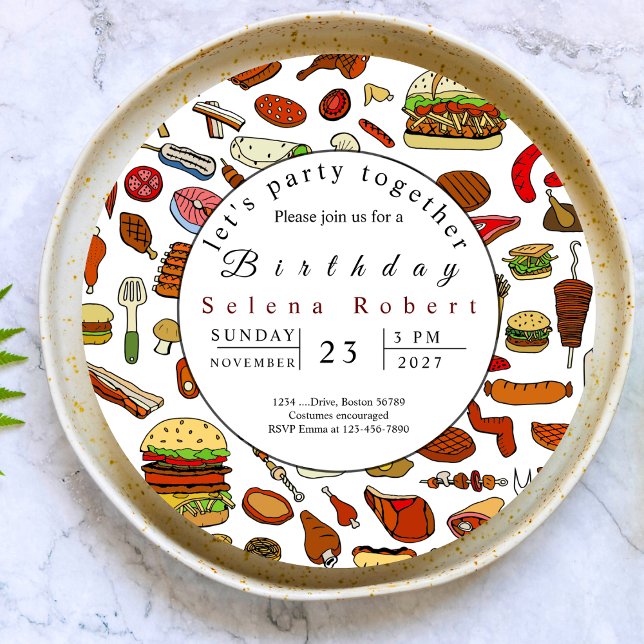 convite de registro de churrasco de festa juntos (Criador carregado)