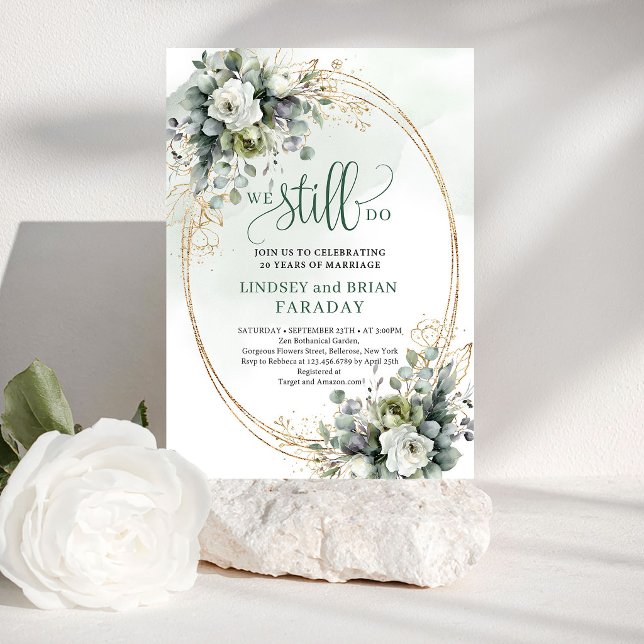 Convite de Renovação de Votos Boho de Eucalipto Ca (Whimsical Eucalyptus Vow Renewal Invitation Boho)