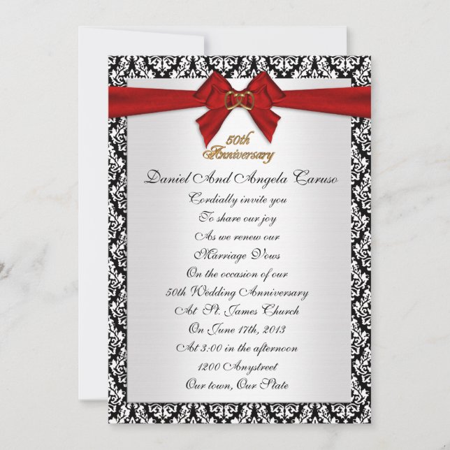Convite de renovação de votos de aniversário de 50 (Frente)