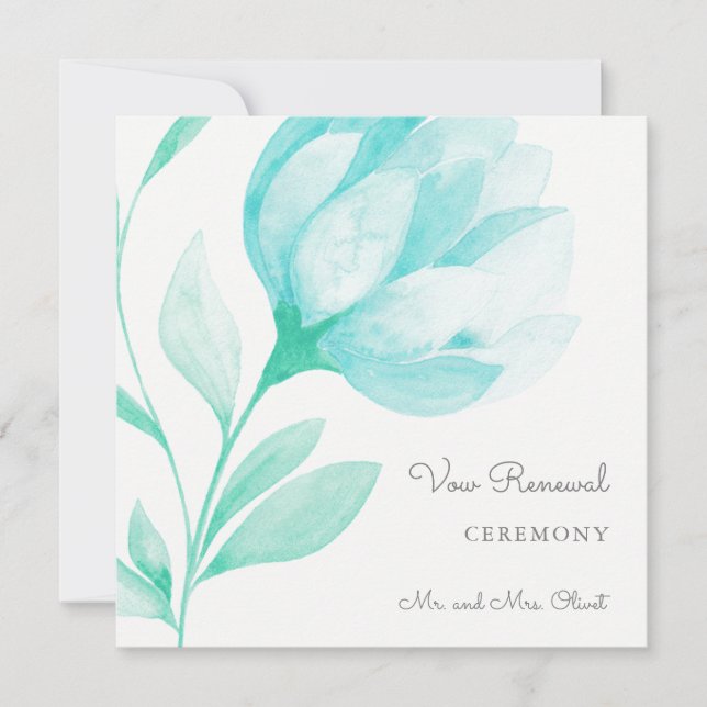 Convite de Renovação de Votos de Peônias Turquesa (Frente)