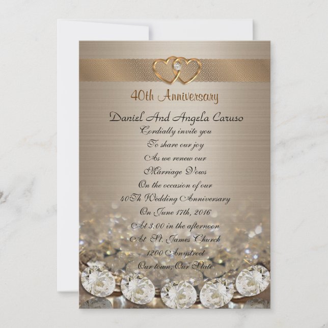 Convite de renovação de votos do 40º aniversário (Frente)