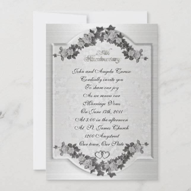 Convite de renovação de votos do partido 25 Annive (Frente)