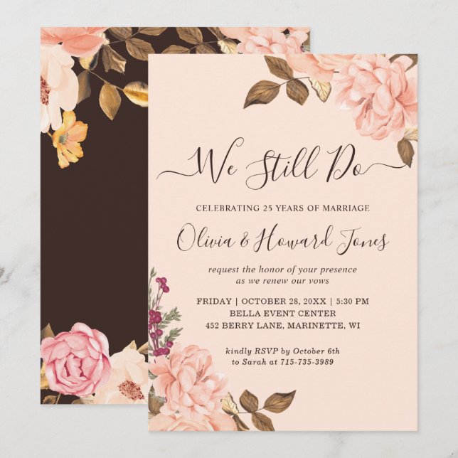 Convite de Renovação de Votos We Still Do Blush Go (Frente/Verso)