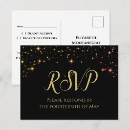 Convite de Resposta Bodas Brilho Dourado & Preto