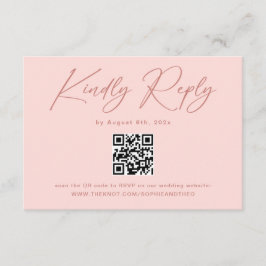 Convite de Resposta de Casamento Código QR Rosa Be