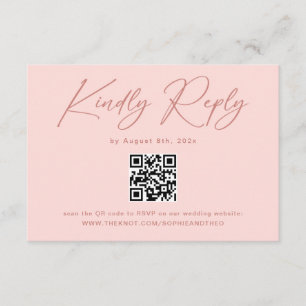 Convite de Resposta de Casamento Código QR Rosa Be