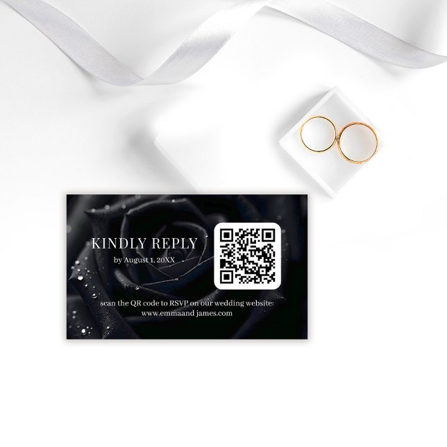 Convite de Resposta de Casamento Código QR Rosa Fl (Criador carregado)