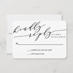 Convite de Resposta de Casamento com Floral Monogr