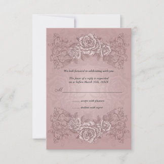 Convite de Resposta de Casamento com Rosas Antigas