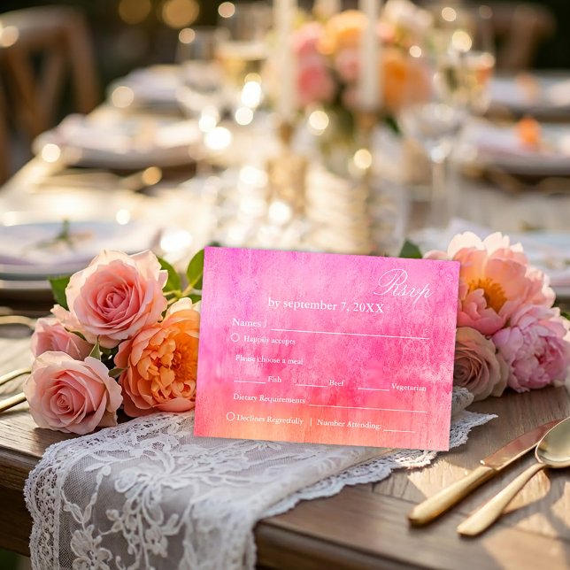 Convite de Resposta de Casamento em Aquarela Rosa  (#weddingrsvpcard #weddingstationery #luxurywedding #romanticwedding #fineartwedding )