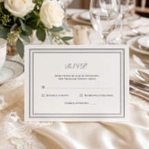 Convite de Resposta de Casamento em Moldura Ecru F