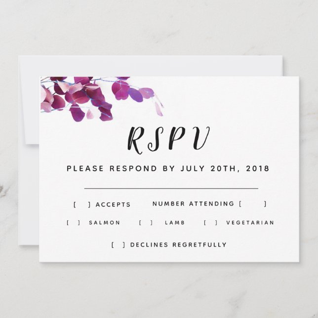 Convite de Resposta de Casamento Floral Violeta (Frente)