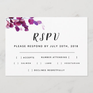 Convite de Resposta de Casamento Floral Violeta