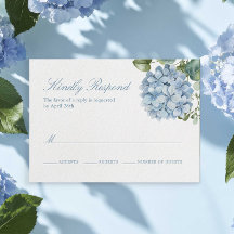 Convite de Resposta de Casamento Hydrangea Azul El
