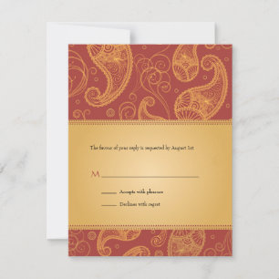 Convite de Resposta de Casamento Paisley Dreams