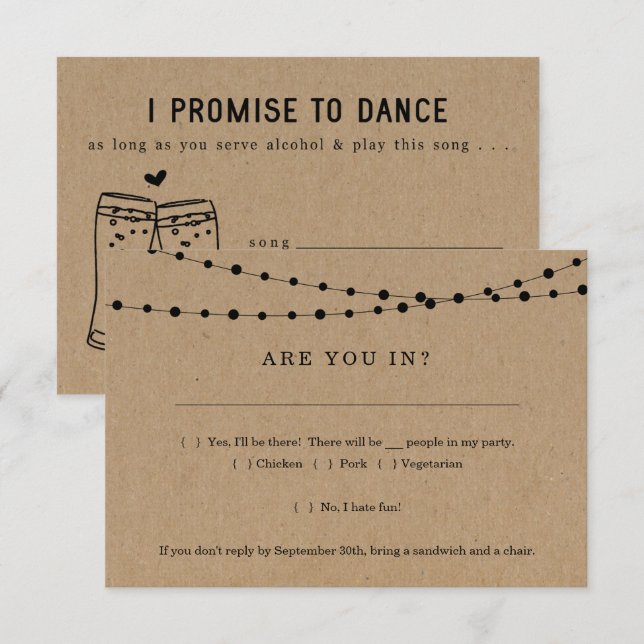 Convite de Resposta de RSVP Engraçado com Pedido d (Frente/Verso)