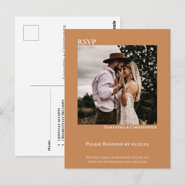 Convite de Resposta Minimalista de Casamento em Do (Frente/Verso)