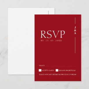 Convite de Resposta Minimalista Monograma Vermelho