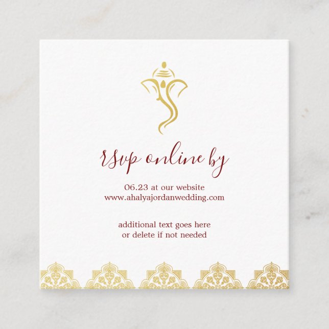 Convite de Resposta para Casamento Elegante Vermel (Frente)