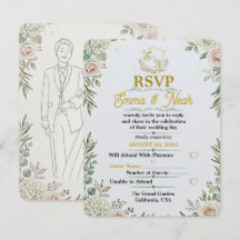 Convite de Resposta para Casamento em Dourado Sálv