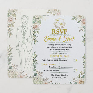 Convite de Resposta para Casamento em Dourado Sálv