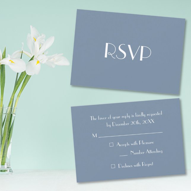 Convite de Resposta para Festa Azul Moderno e Eleg (Modern Elegant Blue Party RSVP Invitation Card)