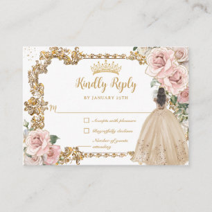 Convite de Resposta para Quinceanera Floral Champa
