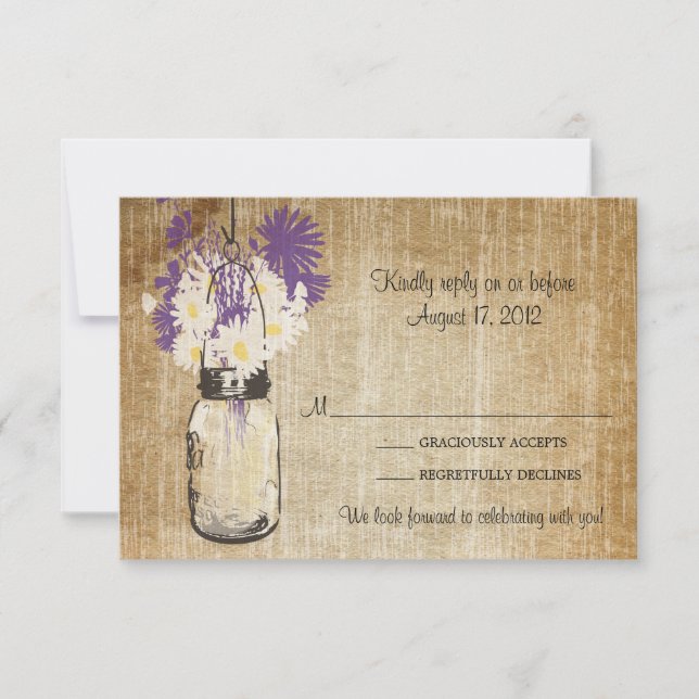 Convite de Resposta RSVP com Jarro de Pedra Antiqu (Frente)