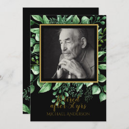 Convite de Retirada FOTO Folhas Douradas Pretas