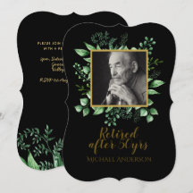 Convite de Retirada FOTO Folhas Douradas Pretas