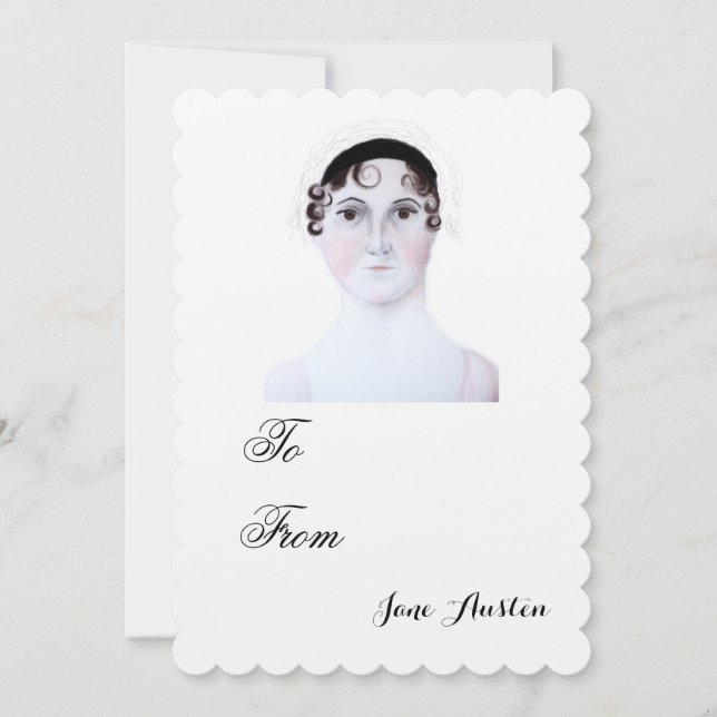 convite de retrato em aquarela de Jane Austen. (Frente)
