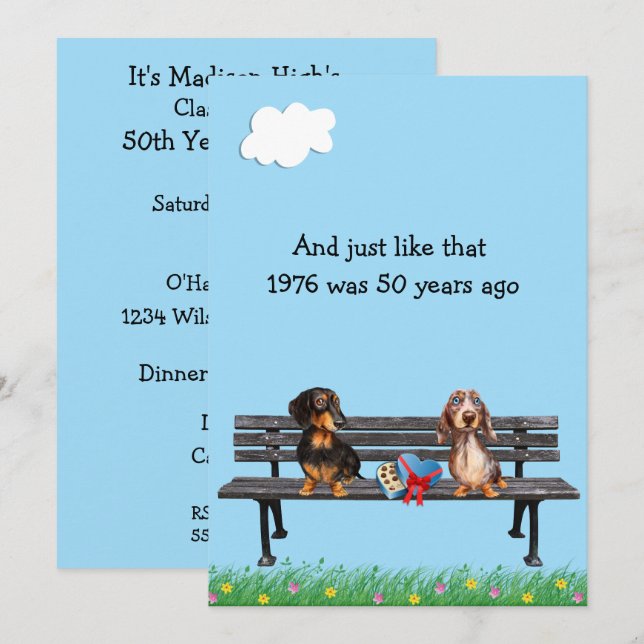 Convite de Reunião de 50 Anos do Dachshund (Frente/Verso)
