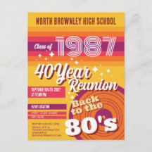 Convite de reunião de turma escolar retro pop