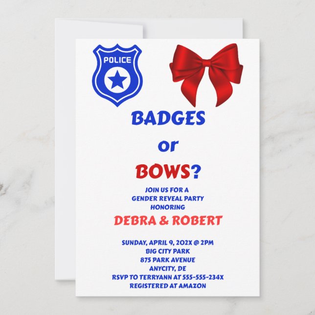 Convite de Revelação de Gênero Badges ou Bows (Frente)