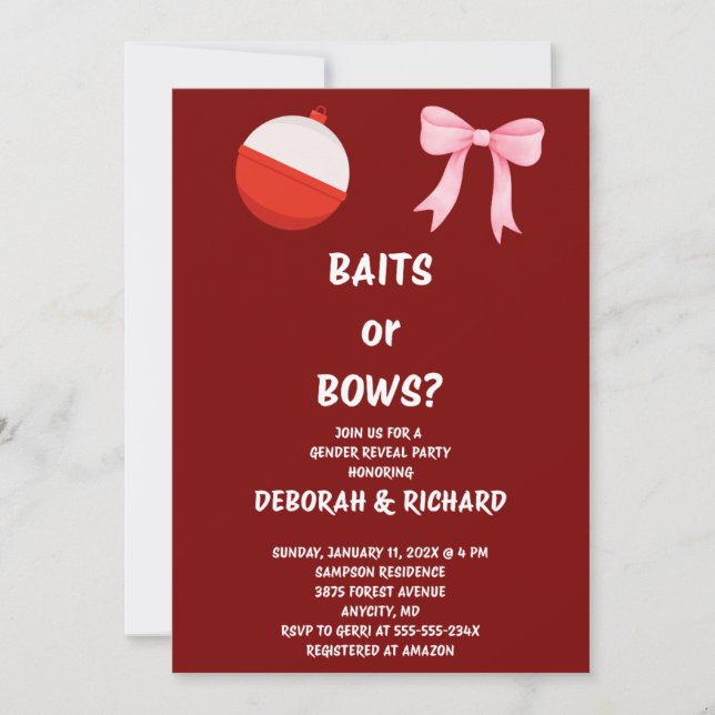 Convite de Revelação de Gênero Baits ou Bows (Frente)