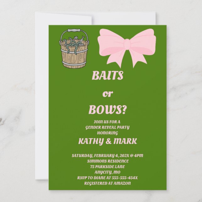 Convite de Revelação de Gênero Baits ou Bows (Frente)