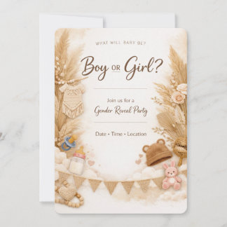 Convite de Revelação de Gênero Boho Chic