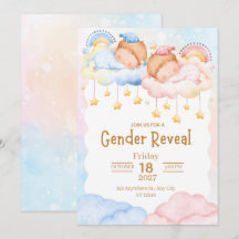 Convite de Revelação de Gênero com Aquarela Rosa A