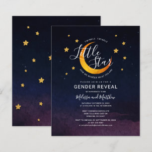 Convite de Revelação de Gênero com Estrelas e Lua 