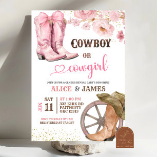 Convite de Revelação de Gênero Cowboy ou Cowgirl
